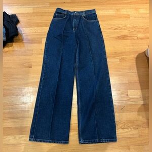 Vintage 90s Y2K Calvin Klein CK Dark Wash Denim Wide-Leg Jeans Size 20
